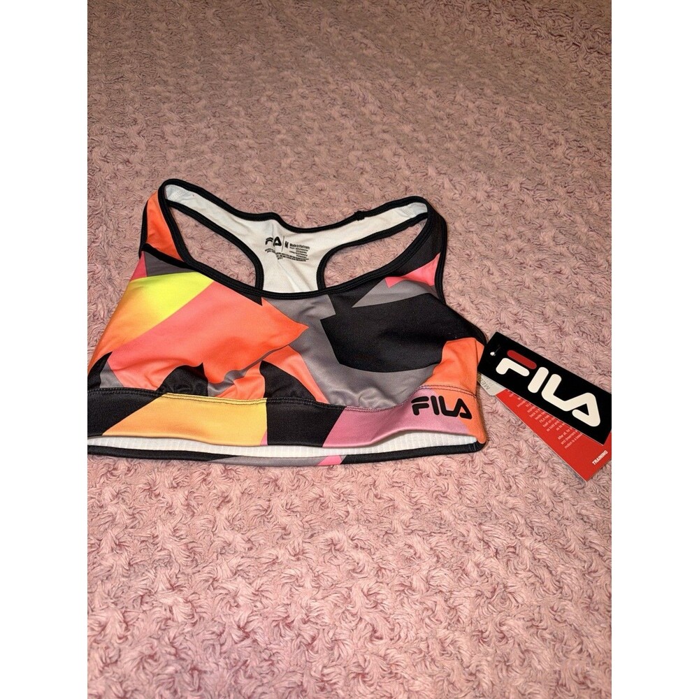 NEW Fila Sport Medium Impact Sports Bra Racerback Running Bright Neon Medium